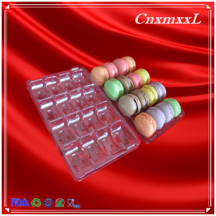 Customize design OEM macarons cakes chocolates plastic blister thermoforming vacuum clamshell packaging