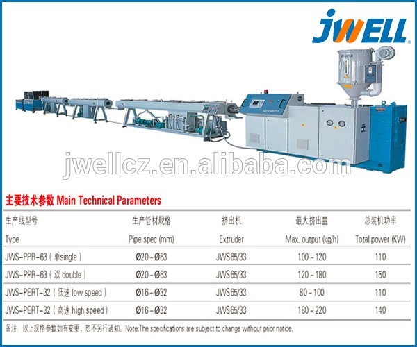 Jwell PP-RCTPPRPE-RTPEXPA Single Or Muti-layer Small Diameter Pipe Extrusion Line