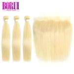 Silky Straight Wave Hair Extension , 613 Blonde Bundles With 4*4/13*4 Lace
