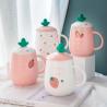 Buy cheap 460ml Volume Cute Cartoon Design Ceramic Mug With Lid And Spoon Girls' Tableware from wholesalers
