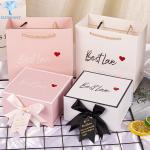 Luxury Wine Cosmetics Glossy Varnish Pink Magnetic Gift Box With Ribbon