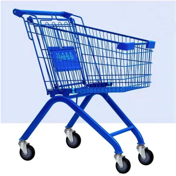 Buy cheap 120 kg capacity heavy duty 100 mm wheel blue colour size super market shopping trolleys & carts from wholesalers
