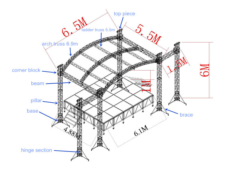 Outdoor Event Aluminum Square Truss / Stage Roof Truss With Canopy