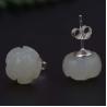 Buy cheap Sterling Silver 925 Natural Jade Engraved Flowers Stud Earring (TRS30897) from wholesalers