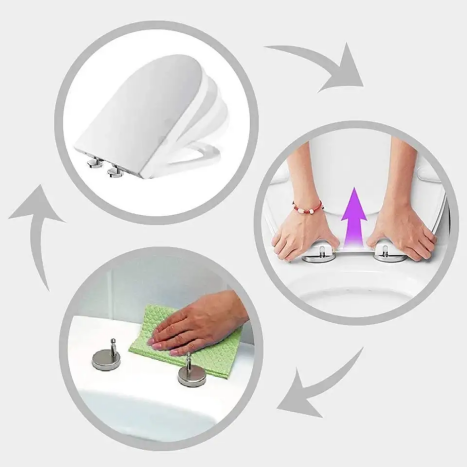 Sustainable Bathroom Upgrade Simple Single Press Quick Release Thin Toilet Seat Cover