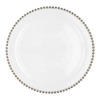 Buy cheap Pearl Round Gold Decoration Glass Charger Plate for Wedding Dinnerware Glass product