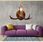 Antique deer antler wall lamp in restaurant bedroom vintage resin wall sconce