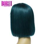 Green Colored Bob Wigs 180% Density Straight Short Dark Brazilian 10A Grade