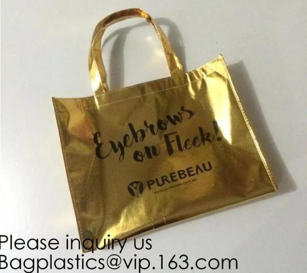 Buy cheap Durable Reusable Reusable Glossy Environmentally Friendly Tote Bags Non-Woven Gift Bag Promotional Bag Silvery from wholesalers