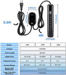 Temperature Controller Submersible Aquarium Heater Rectangle For 95gal Tank