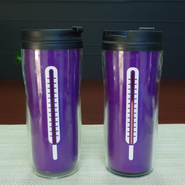 Double Wall 450ml Logo Custom Magic Mug , Heat Sensitive Plastic Mug