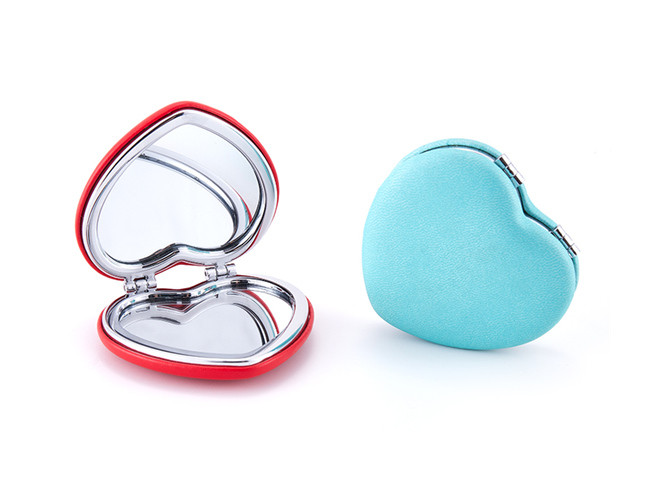 Debossing Heart Cosmetic Pocket Mirror ABS Foldable Makeup Mirror For Travel