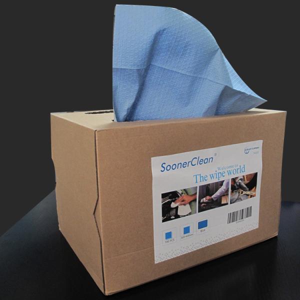 Buy cheap Woodpulp Pp Blue Embossed Nonwoven Cleaning Wipes High Gram Heavy Industrial from wholesalers