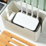 Router Storage Box with Bamboo Lid Wood Junction Box Wireless Wifi TV Set-Top