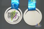 Kids Football And Marathon Finisher Metal Award Medals And Ribbons , Custom