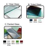 Extension Blue Tinted Tempered Glass Dining Table 2.1 Meter Stainless Pillar