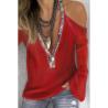 Buy cheap Strapless Women'S Solid Color Sweater Deep V Neck Long Sleeve Ladies Stylish Tops from wholesalers