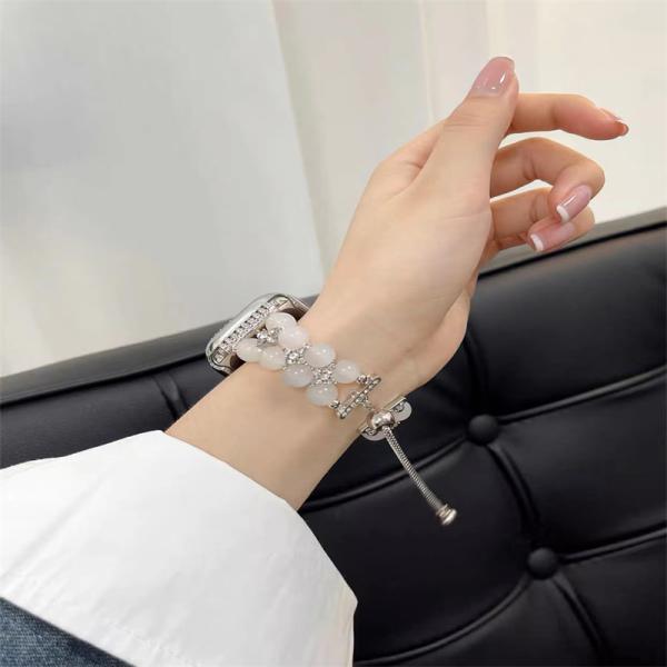Jewelry Bracelet Beads Women Watchstrap for iWatch 8 Series 38mm 40mm Smart Watch Band
