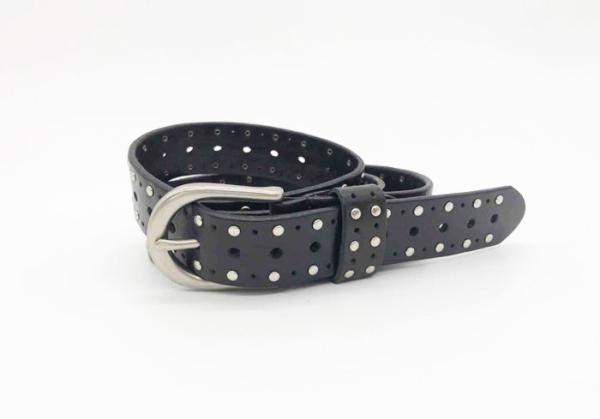 Buy cheap Nickel Flat Studs Ladies Studded Belt , Thin Studded Belt Dark Brown Color from wholesalers