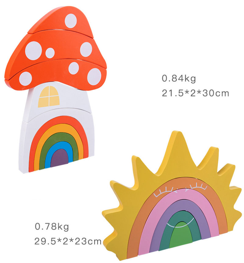 Non Toxic 22cm Rainbow Stacker Wood Montessori Creative Wood Toys