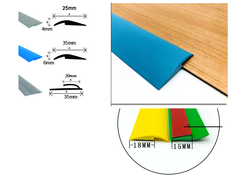 Flooring Accessories PVC Floor Transition Strips for Durable Rubber Carpet Protection