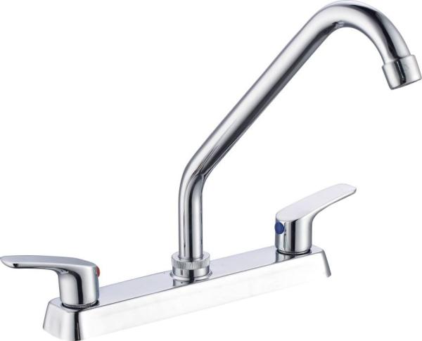 Buy cheap 8in Solid Brass Centerset Kitchen Faucet Cold And Hot Water Deck Mounted from wholesalers