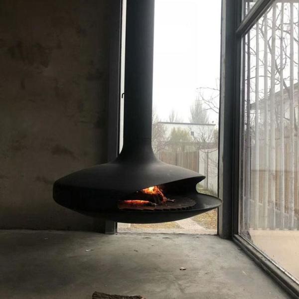 Buy cheap Contemporary 600mm Black Hotel Suspended and Hanging Wood Burning Fireplace from wholesalers