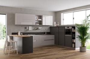 Wholesale U Shaped Lacquer Kitchen Cabinet Tailored White And Grey Kitchen Cabinet from china suppliers
