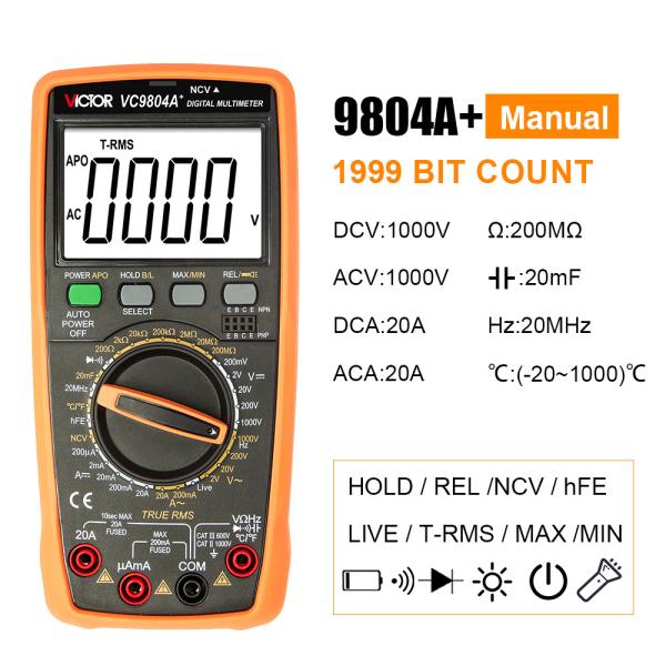 Buy cheap Victor VC9804A+ 9804 Pocket Multimeter True RMS AC DC 1000V 20A multimeter digital from wholesalers