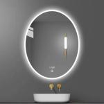 Oval Shape Glass Wall Mounted Vanity Mirror With Defogging Screen