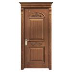 Single Flush Flower Carving Solid Wood Entrance Doors 45mm Thickness