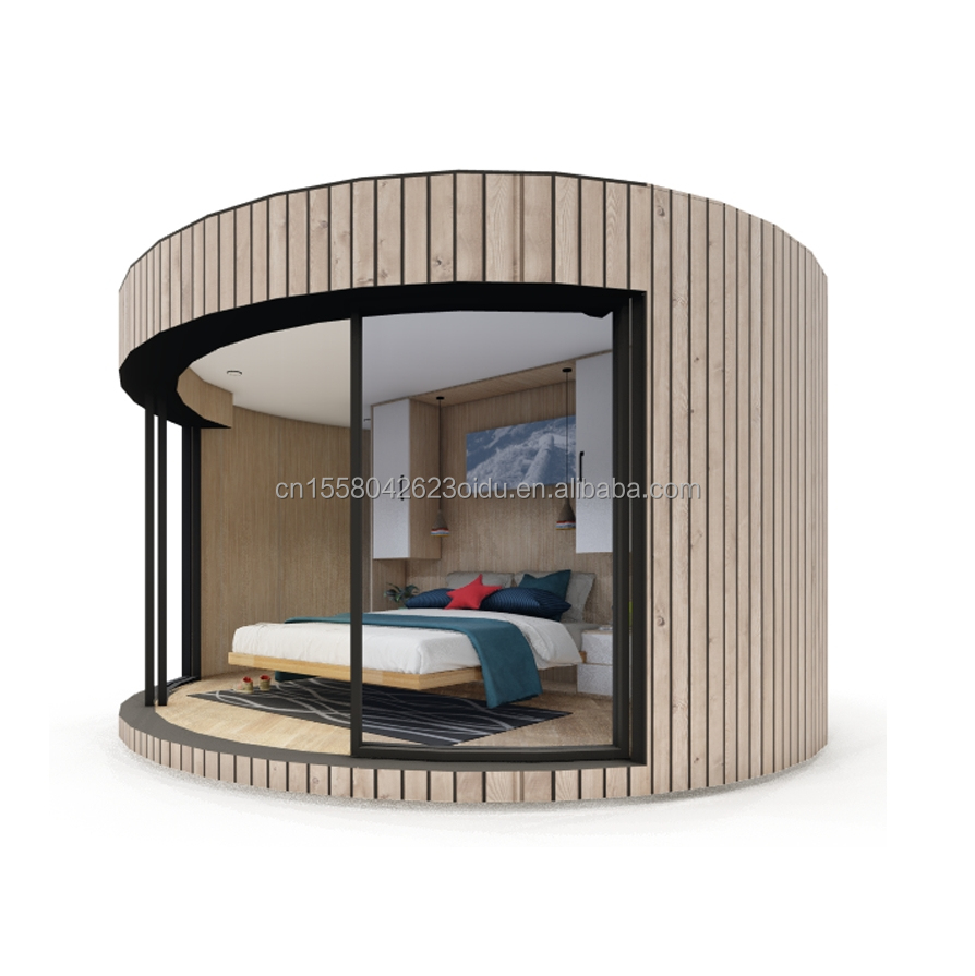 Galvanized Steel Square Tubes Structure Wooden Round House CE Luxury Modern Container House with Aluminum Alloy Windows