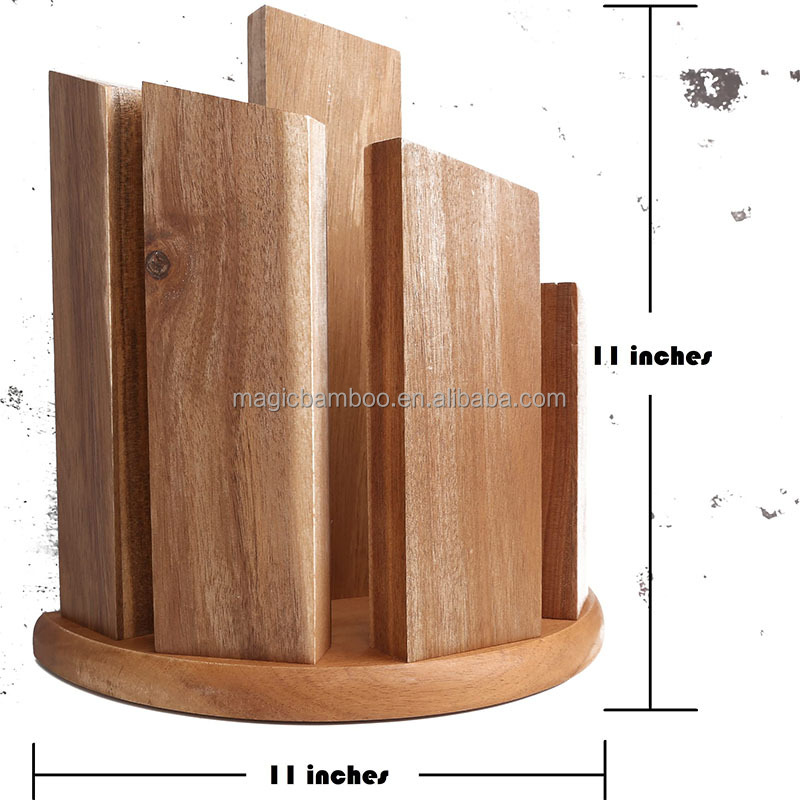 Bamboo Multifunctional Kitchen Shelf Semi Circle Magnetic Knife Block