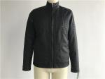 Funnel Collar Mens PU Jacket , Black Polyurethane Quilted Jacket TW82992