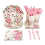 Pink Floral Baby Shower Afternoon Tea Disposable Paper Tableware