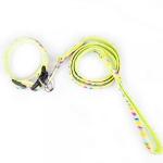 Cute Dog Collars And Leashes 600D Rainbow Oxford Material With Strong ABS Buckle
