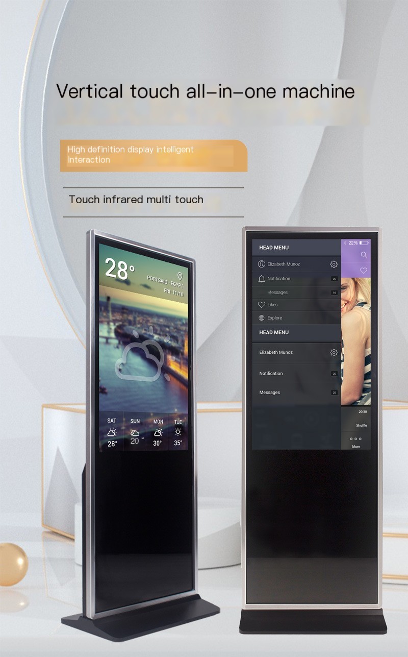 32 43 50 55 65'' Indoor Floor Standing Touch Screen Kiosk Waterproof Android