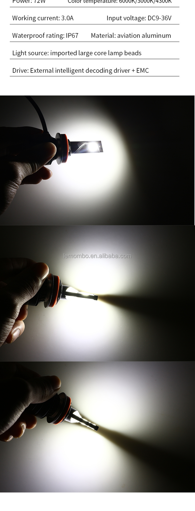 car led headlight fog lights H7 3570 50W car headlight bulb daytime running lights new style np300 bulb