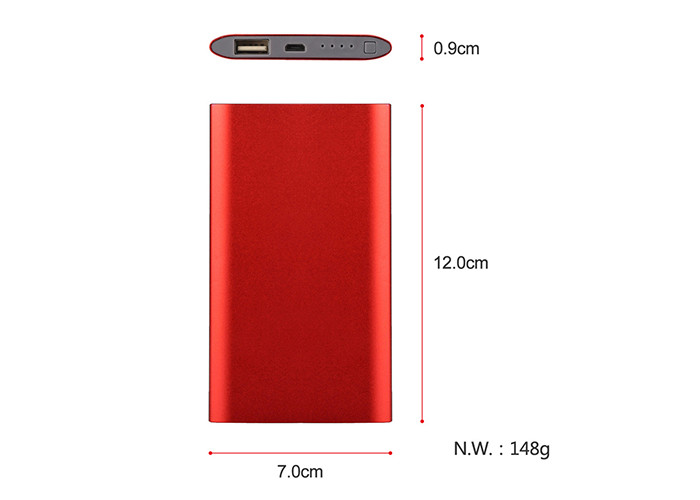 Various Color 5000mAh Slim Metal Power Bank For IOS / Android Phone