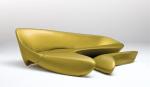Black Moon System Sofa With Ottoman , Modern Leather Foam Zaha Hadid Sofa