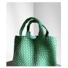 Buy cheap 28cm Handheld Womens Leather Bag Green Hand Woven Tote Bag from wholesalers