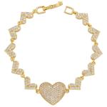 OEM 18K Gold Bracelet Chains Jewelry Micro Zircon Love Heart Shaped Tennis