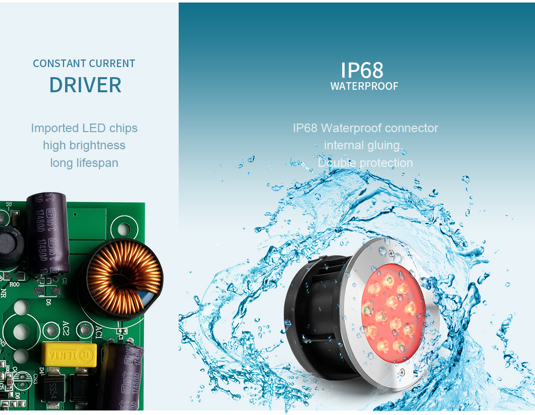 480LM RGB Underwater LED Spotlights Color Changing Extenal Control