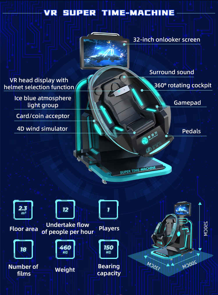 Coin Pusher Virtual Reality Simulator Commercial 9D VR Super Time-Machine Fly Game Machine