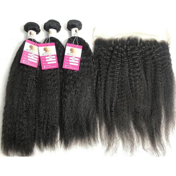 Buy cheap 13x4 Lace Frontal Kinky Straight Peruvian Human Hair Weave 10A Grade from wholesalers