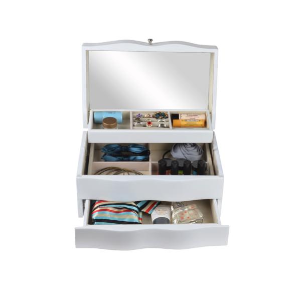 Buy cheap White Wooden Noble Mirror Cabinet Jewelry Box NC Painting Width 19cm from wholesalers