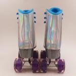 Outdoor Shiny Double Row Purple Four Wheels Quad Skates With PU Leather