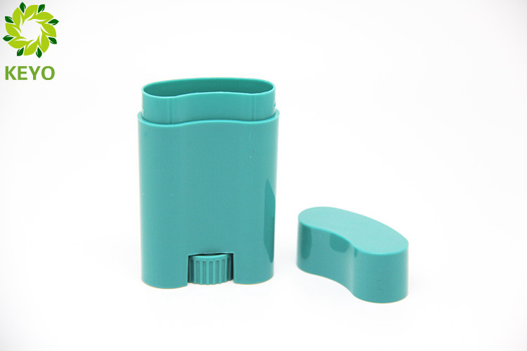 Green Plastic Deodorant Stick Containers 22g Oval Shape With Press Cap