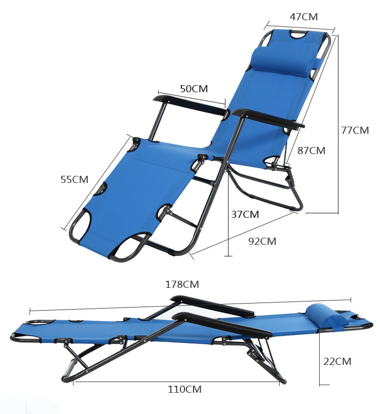 Outdoor Sun Lounger Beach Chair Portable and Foldable for Patio Garden Camping Pool