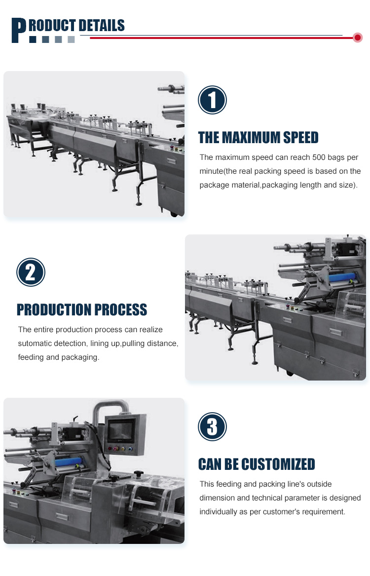 Automatic Lining Up Pulling Distance Salt Sachet Chips Snacks Ice Popsicle Automatic Counter Packing Machine